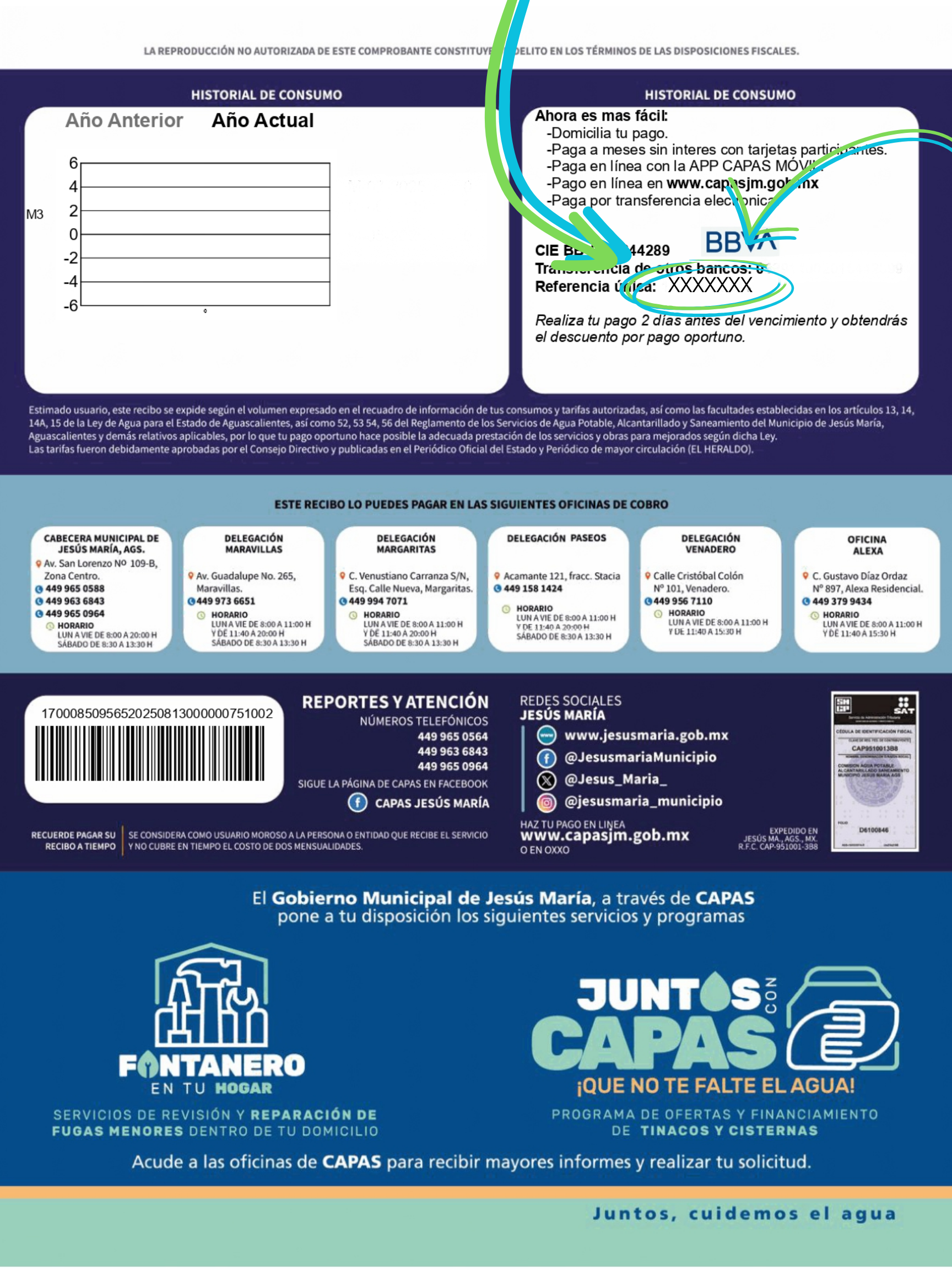 Referencia única en la parte trasera del recibo